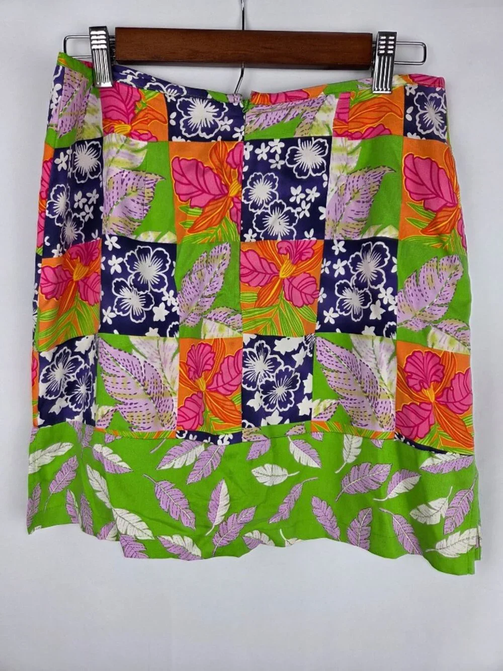 VTG Bamboo Traders Silk Tropical Floral Patchwork Skort Sequins Y2K - Size‎ 8